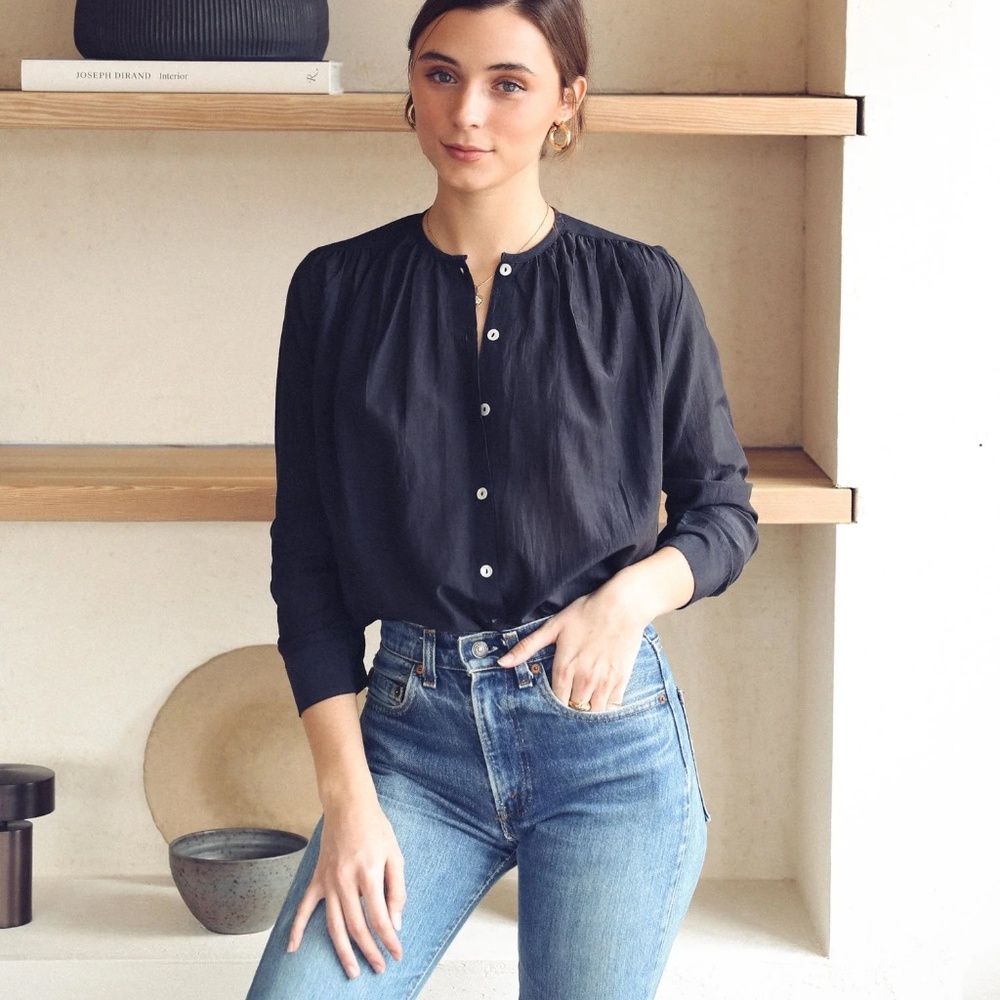 Florian Top in Black Cotton Voile